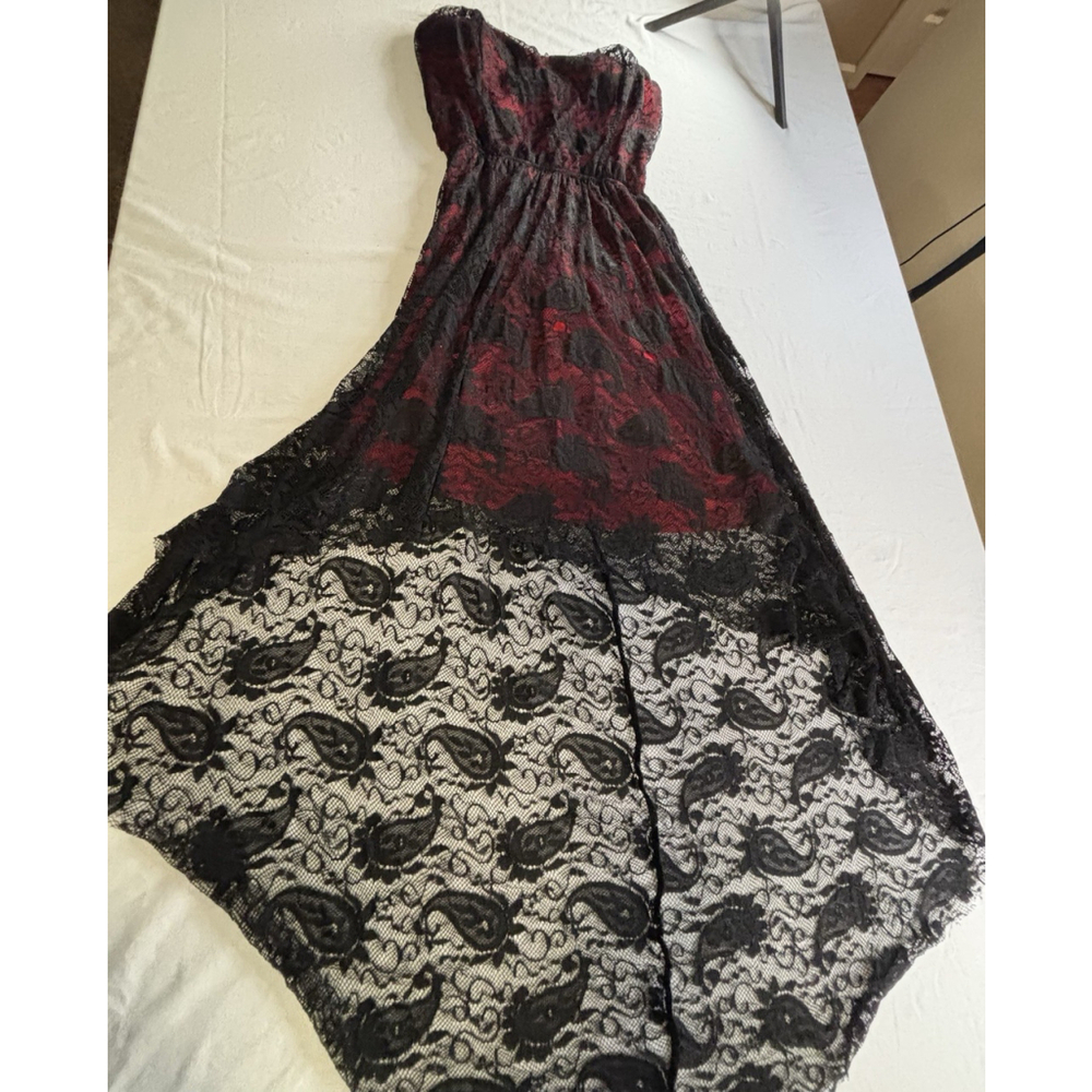 January 7 Strapless Lace Dress Red/Black Size L